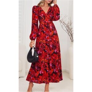 Vibrant Floral Long Sleeve Maxi Dress